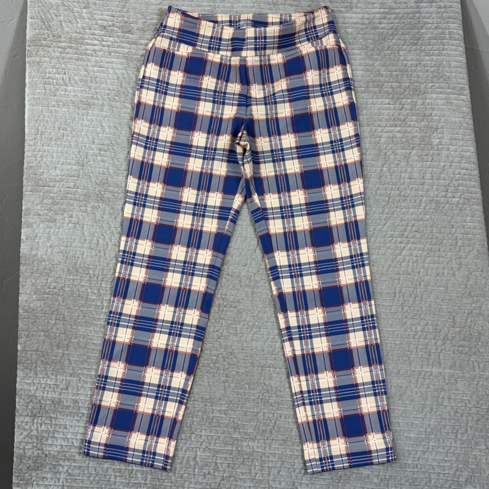 Acegolfs Womens Blue‎ Plaid Golf Pants UPF 50+ Stretch Performance Trousers M